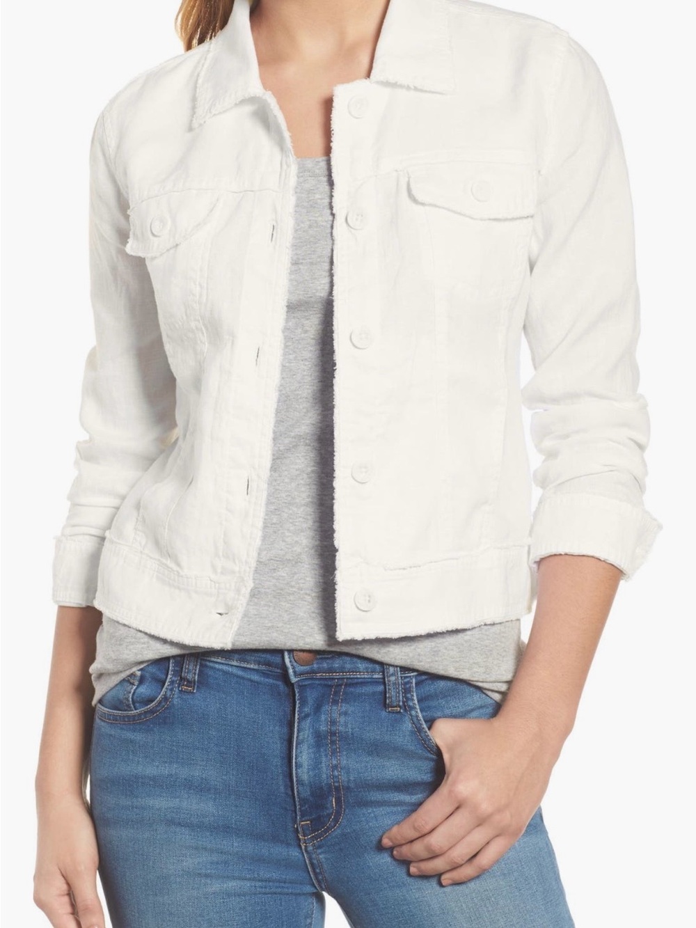Tommy Bahama Women's Two Palms Linen Raw Edge Jacket in White - Picture 4 of 11